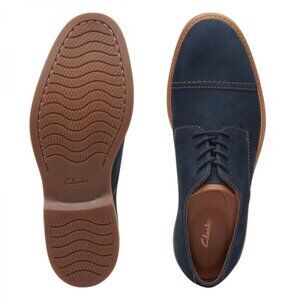 Clarks Men 8M Atticus Cap Navy Blue Shoe‎ Lace-up Comfort Nubuck Leather 16501